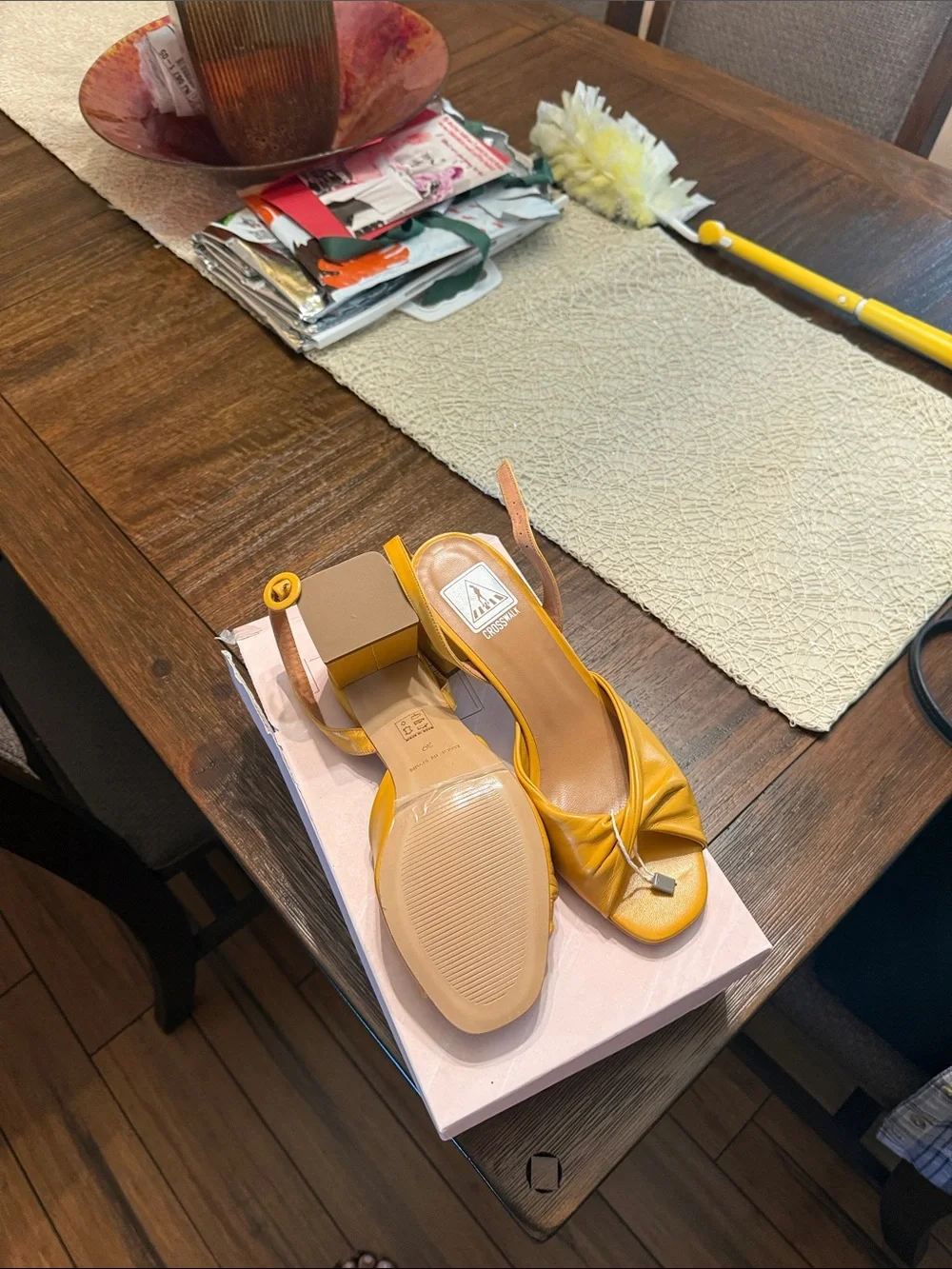 Mustard Yellow Knot Slingback Heels